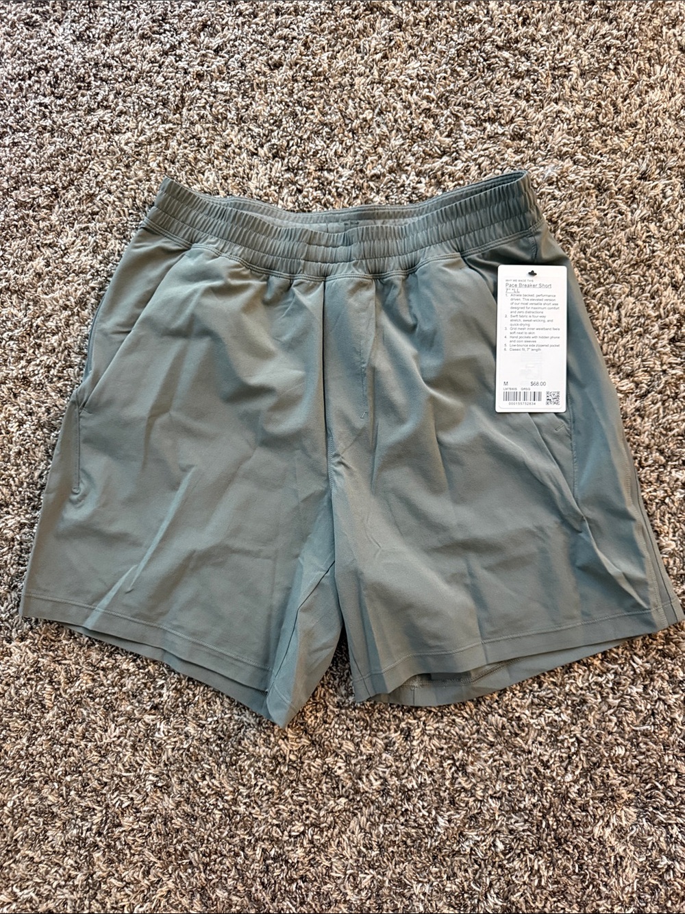 Lululemon Pacebreaker Men's Performance Shorts - Sage Green